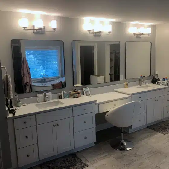 renovated bathroom that had water removal services/water remediation/water removal/mold removal, etc. with water pro